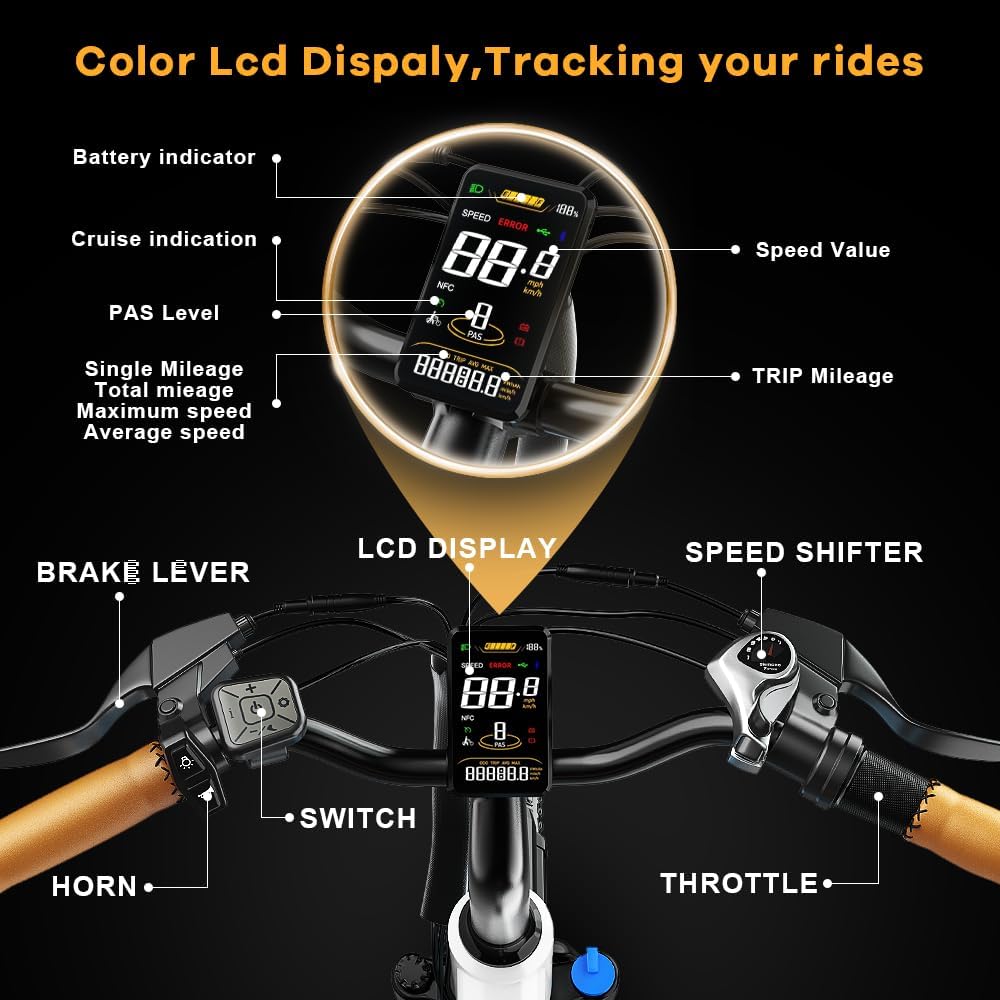 1000w Peak Electric Bike for Adults,up 80 Miles 48V 15AH Removable Battery Ebike, 26" UL Certified Electric Mountain E Bike Adult Electric Bicycles for Commute Beach Snow