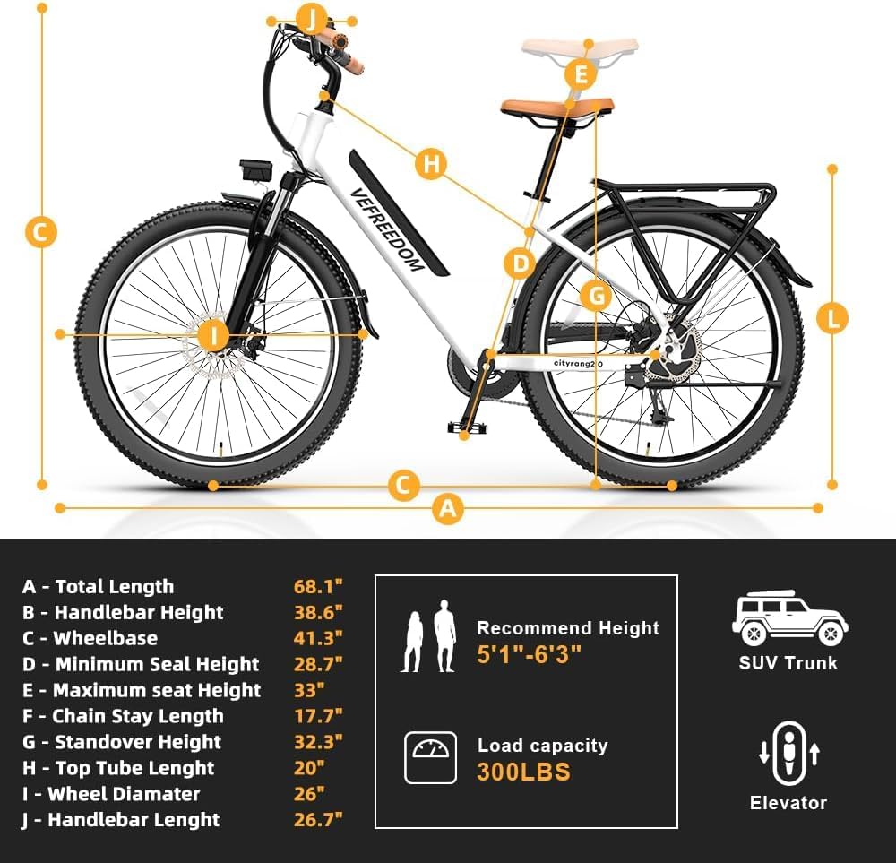 EUY 26" Electric Bike for Adults,1000W Motor Peak Ebike Max Long Range 70 Miles & 28 Mph by 48V Removable Battery,Commuter Fast E-Bikes,7-Speed Step Thru Electric Bicycles UL Certified