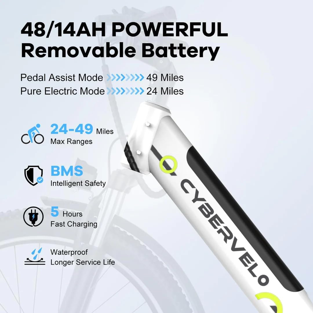CBVELO Ebikes for Adults，80 Miles Max Range Removable Battery Ebike，26" Electric Bike for Adults Adult Electric Bike for Commute（7-Speed）