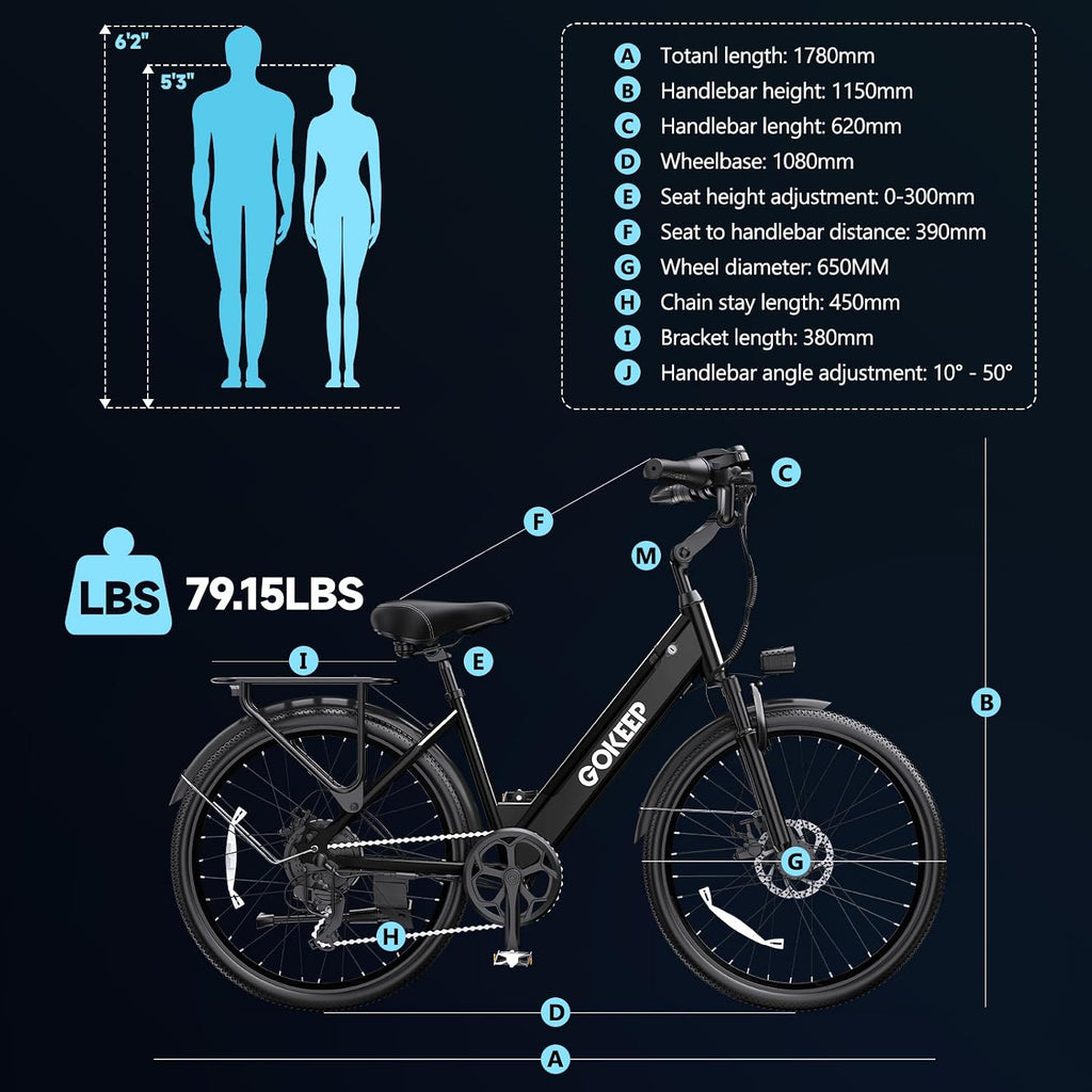 Electric Bike for Adults,1000/1300W Peak Power,48V 10.4/15.6Ah Removable Battery,28MPH,75-86Miles PAS Range,26" Tire Electric Bicycles,7-Speed,Adjustable Stem and Front Fork Suspension