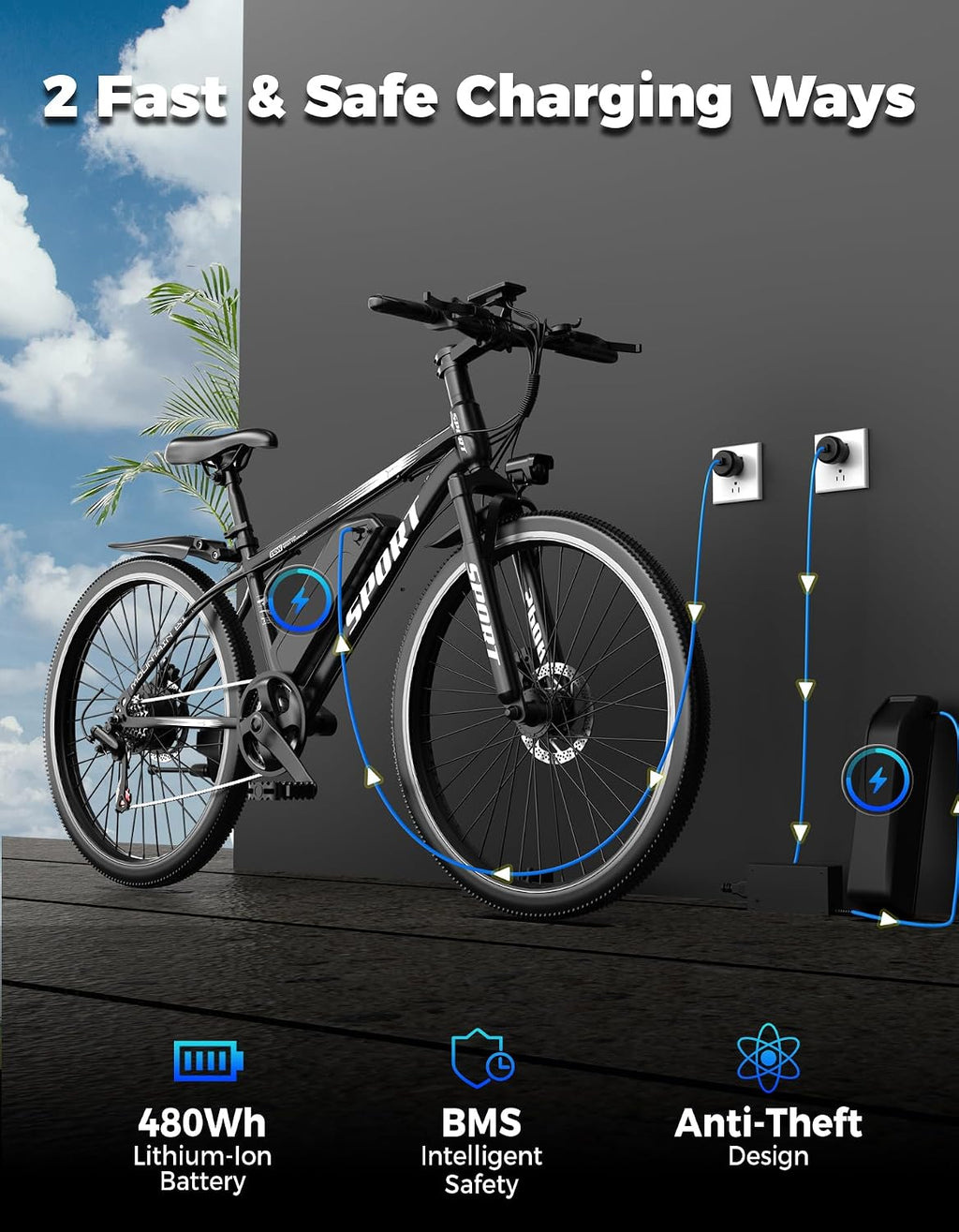 Misodo Electric Bike for Adults, 1500W Peak Mountain Ebike with 28 MPH, 65 Miles Range, 48V 10Ah Removable Battery 26" Ebike for Commute