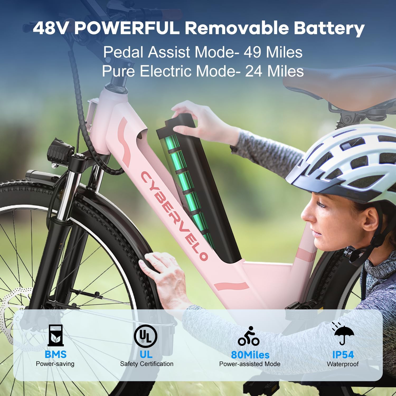 Electric Bike for Adults,70 Miles,1000W Motor,26" Commuter Electric Bike,48V Removable Battery,Electric Bicycles for Women/Man, 7-Speed Dual Disc Brake,UL Certified