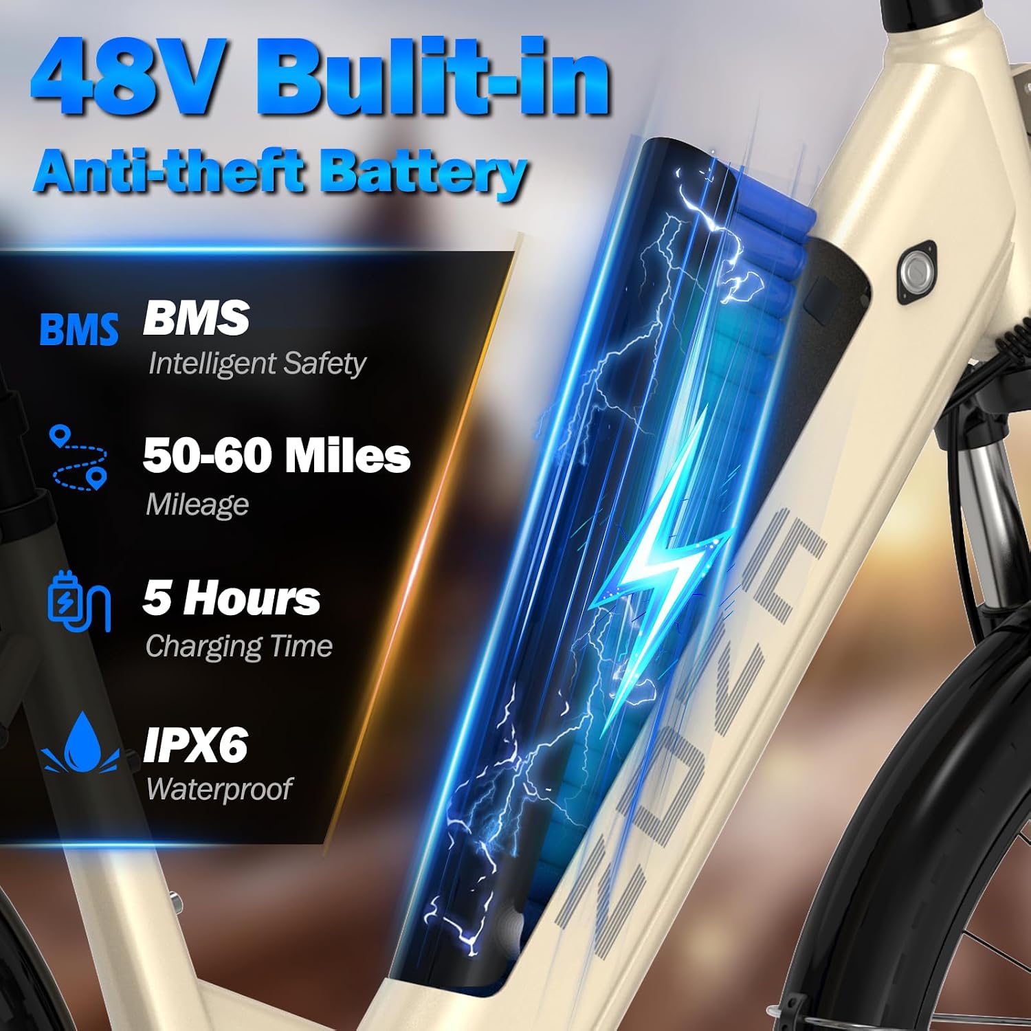 ZDZA Electric Bike for Adults, 1000W Peak Motor, 60 Miles 22Mph Electric Bike, 26" Commuter E Bikes with 48V 10.4Ah Removable Battery, Step-Thru Ebike, Adjustable Stem, 7-Speed & Front Suspension