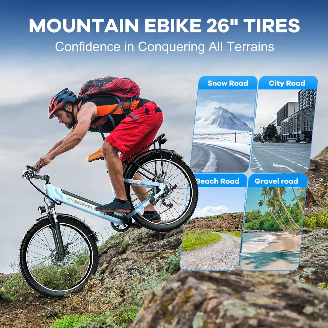 CBVELO Ebikes for Adults，80 Miles Max Range Removable Battery Ebike，26" Electric Bike for Adults Adult Electric Bike for Commute（7-Speed）