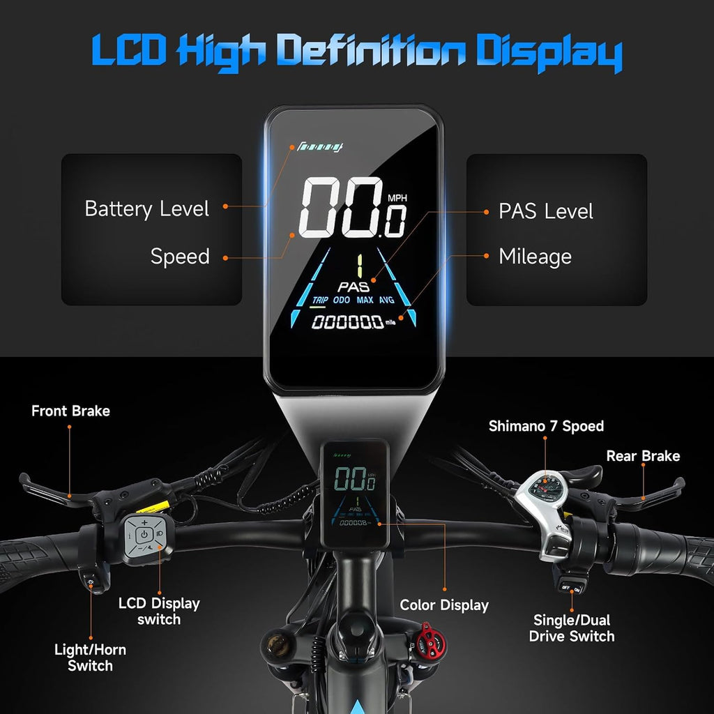 AWD Electric Bike for Adults, 48V 25AH Removable Battery, Peak 4000W Power 26” Fat Tire Ebike, Dual Motor Electric Bicycles, Fast Dual Hydraulic Brakes 7-Speed All Terrain E-Bikes
