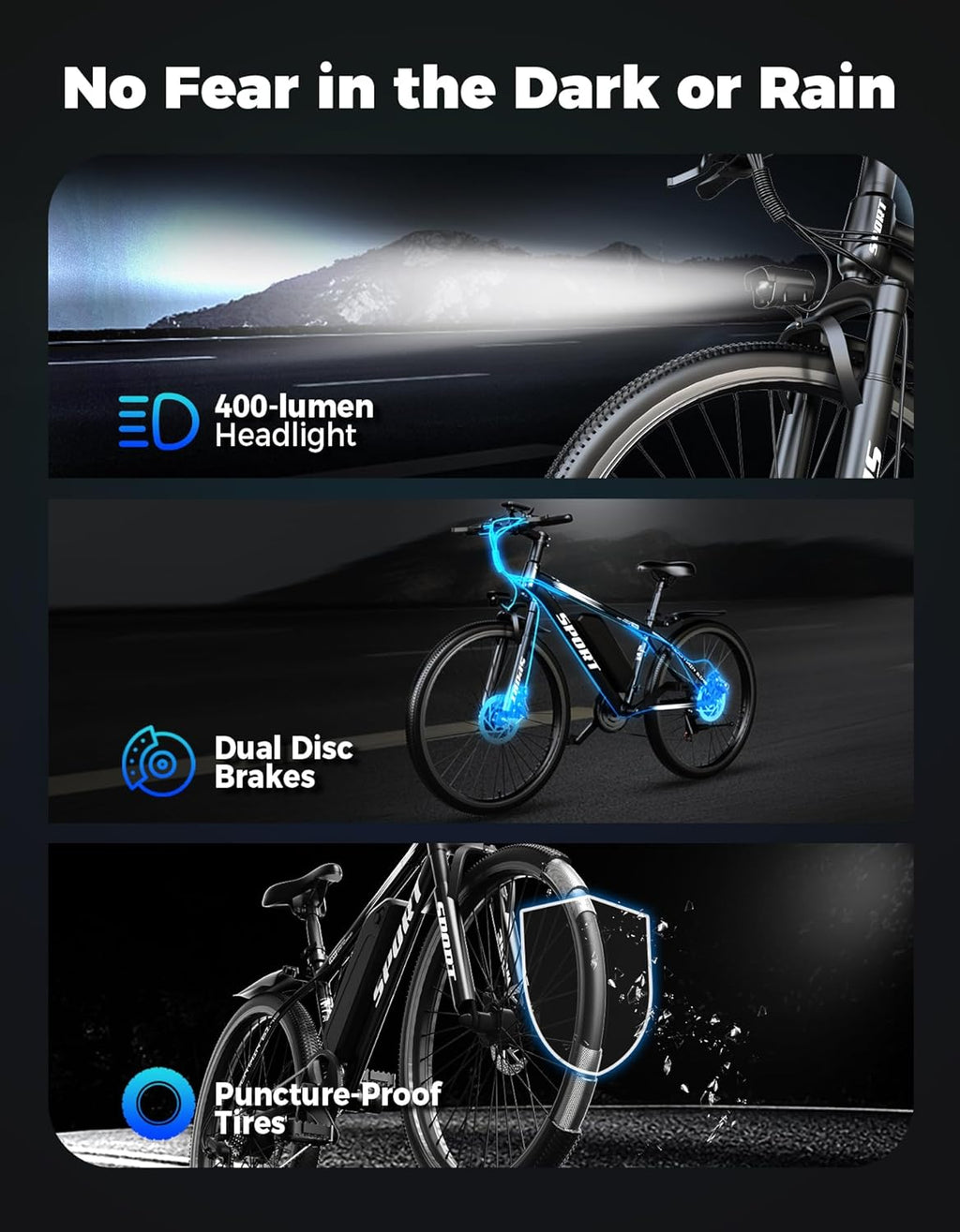 Misodo Electric Bike for Adults, 1500W Peak Mountain Ebike with 28 MPH, 65 Miles Range, 48V 10Ah Removable Battery 26" Ebike for Commute