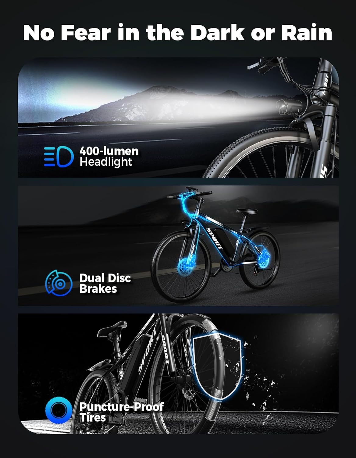 Misodo Electric Bike for Adults, 1500W Peak Mountain Ebike with 28 MPH, 65 Miles Range, 48V 10Ah Removable Battery 26" Ebike for Commute