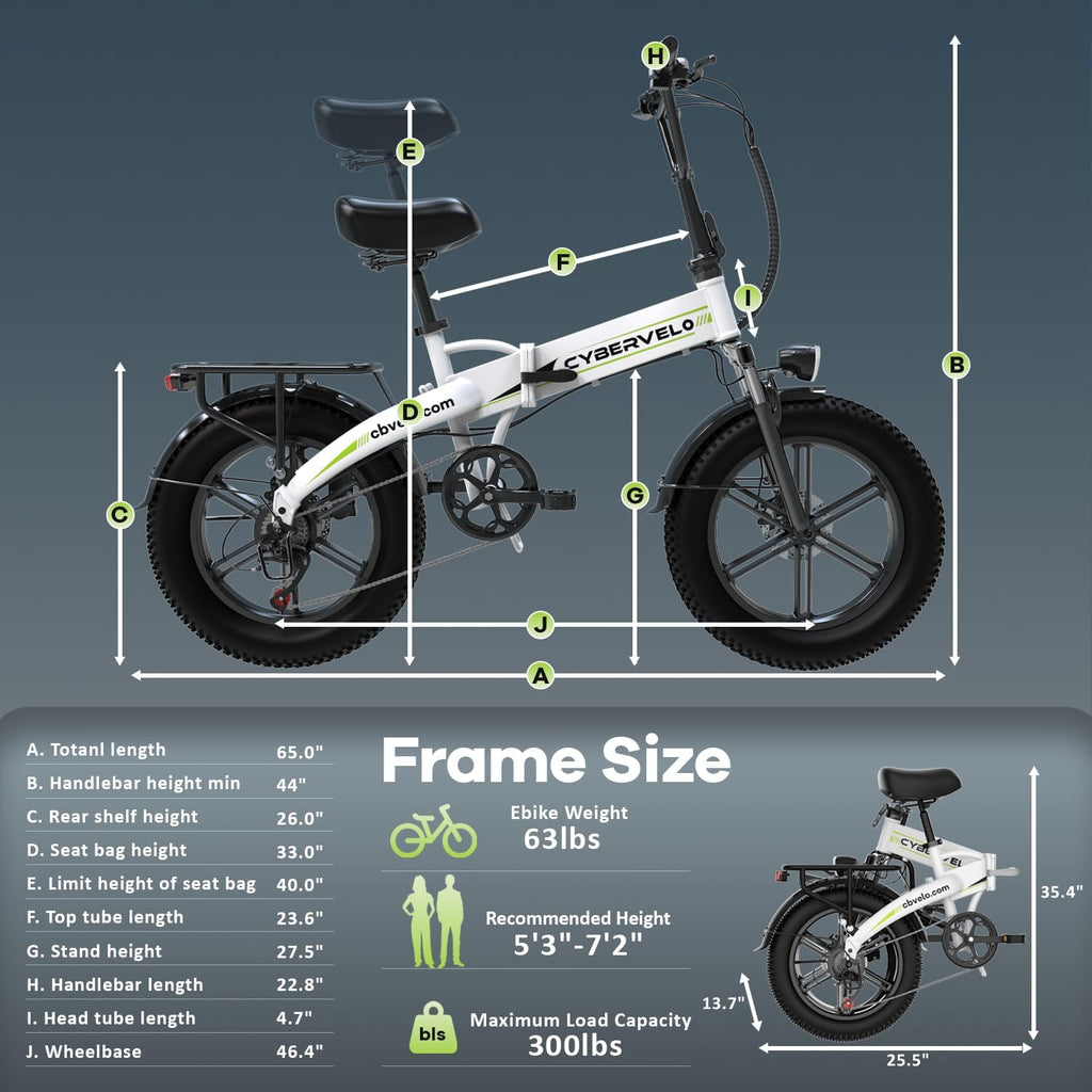 1000W Folding Electric Bike, 48V 20.8AH Large Removable Battery E Bike, 30+MPH, 80 Miles Max Range, 20" Fat Tire Electric Bike for Adults, Adult Electric Bicycles for Commute, 7-Speed