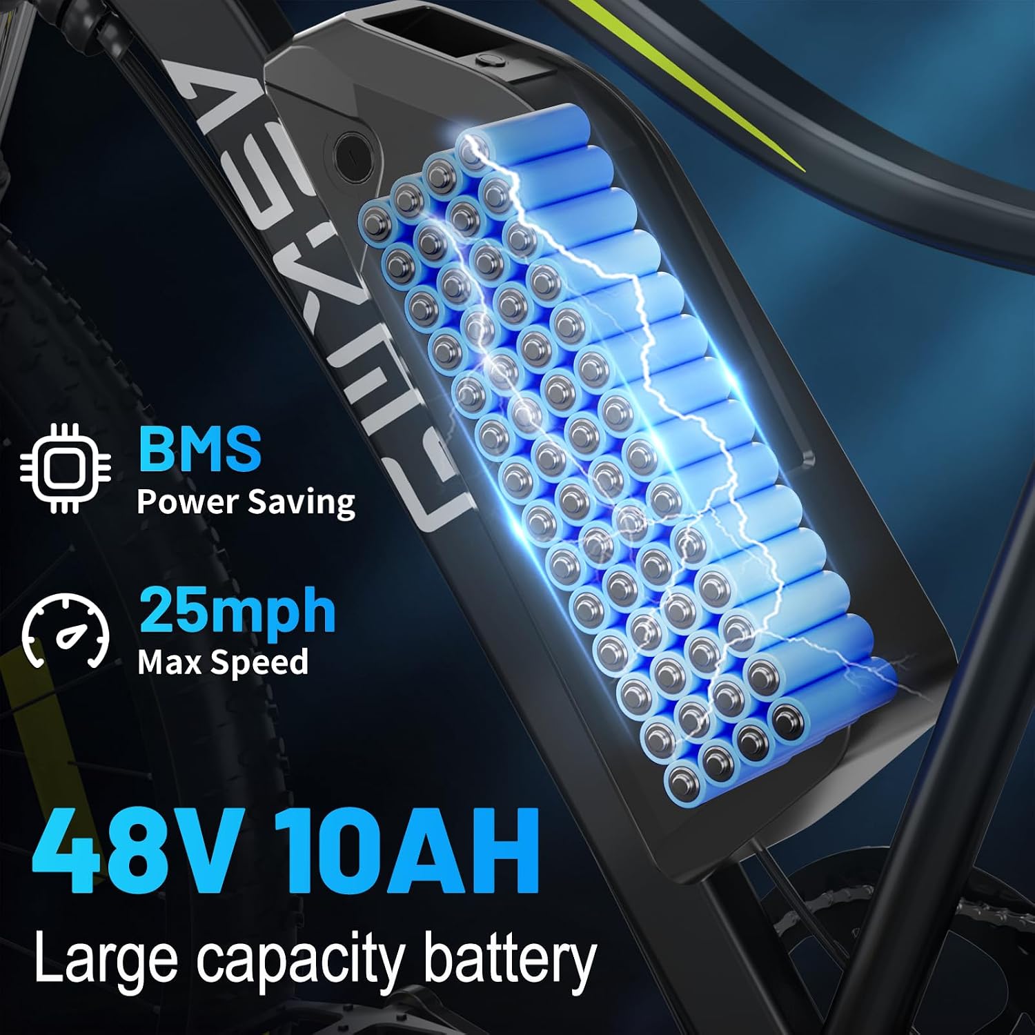 26” Electric Mountain Bike for Adults, 750W Peak Motor Ebike for Teens, Electric Bicycles with 40-50 Miles PAS Range, E Dirt Bike with 48V Removable Battery