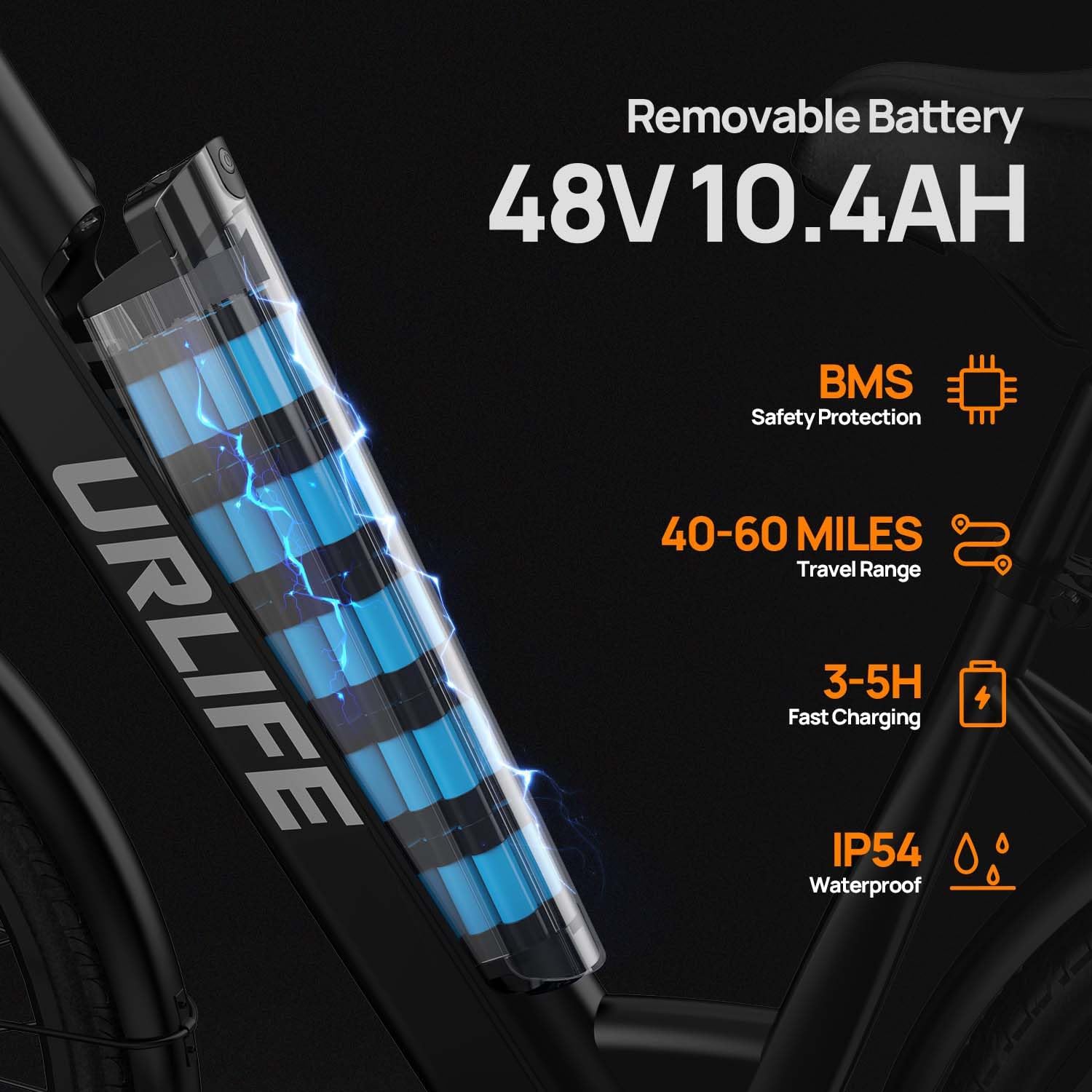 URLIFE 26" Electric Bike for Adults, 750W Peak Motor Ebike, 48V 10.4Ah, 60-Mile Max Range & Commuter E-Bike, Front Suspension & 7-Speed Ebikes (White)