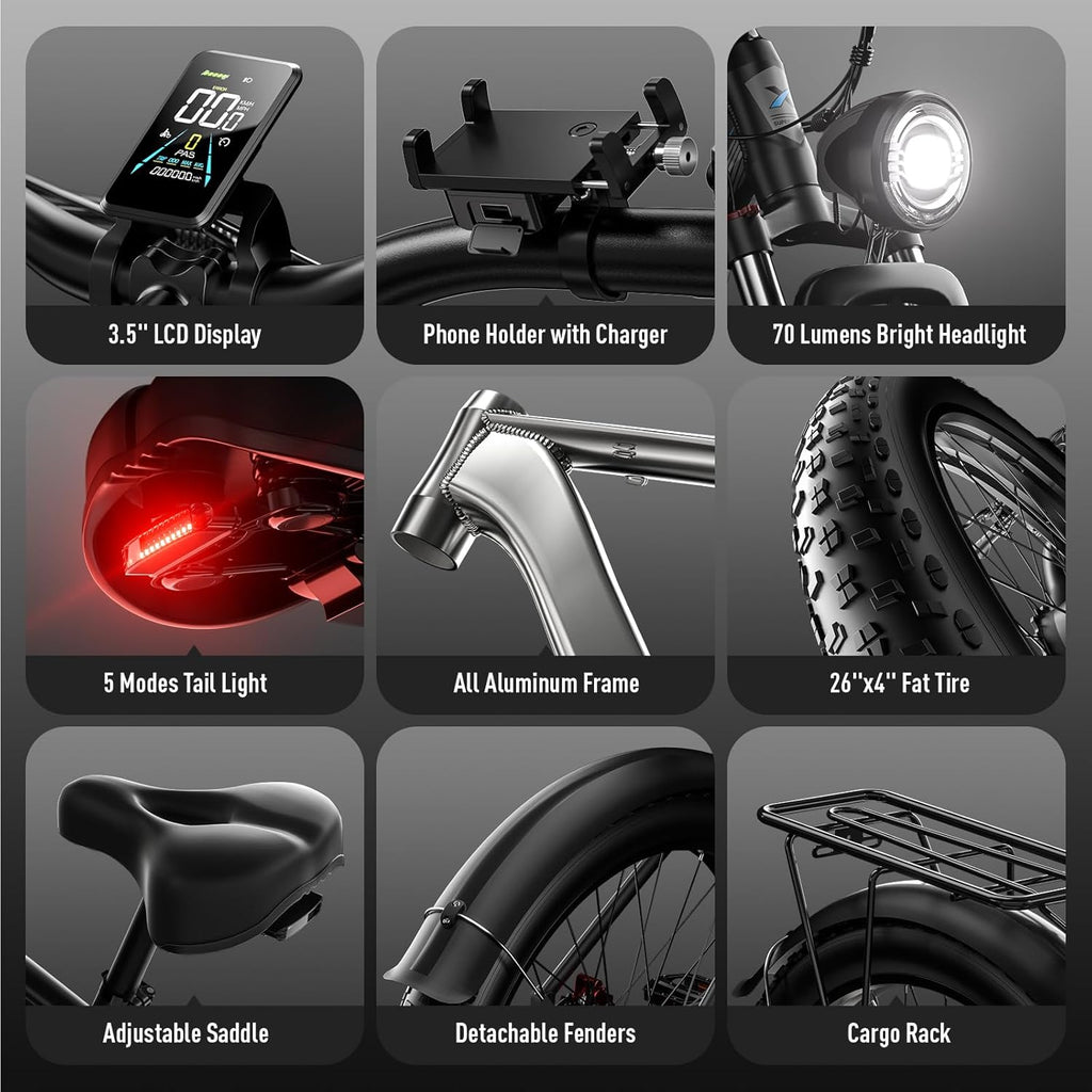 Electric Bike for Adults 51MPH 6000W Peak Dual Motor Fast Ebike 36Ah 52V Full Suspension 26" Fat Tire E Bikes for Men with Hydraulic Brake 130 Miles Electric Bicycle