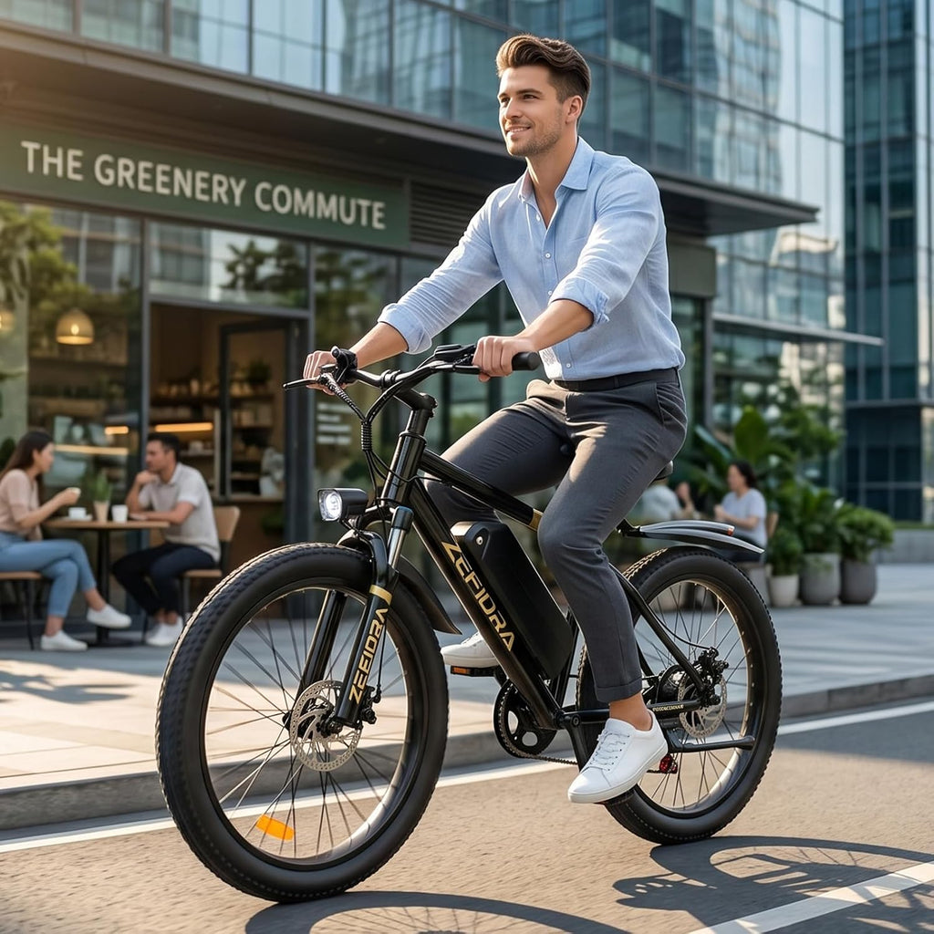 Electric Bike for Adults, Commuter & Off-Road Mountain Ebike | Commuter Ebike with Phone Holder & Lock,7-Speed 26" Tire 1500W Peak Motor 20MPH Up to 45-Mile Range, 480Wh Removable Battery