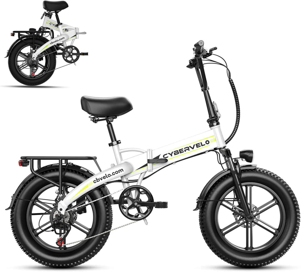 1000W Folding Electric Bike, 48V 20.8AH Large Removable Battery E Bike, 30+MPH, 80 Miles Max Range, 20" Fat Tire Electric Bike for Adults, Adult Electric Bicycles for Commute, 7-Speed