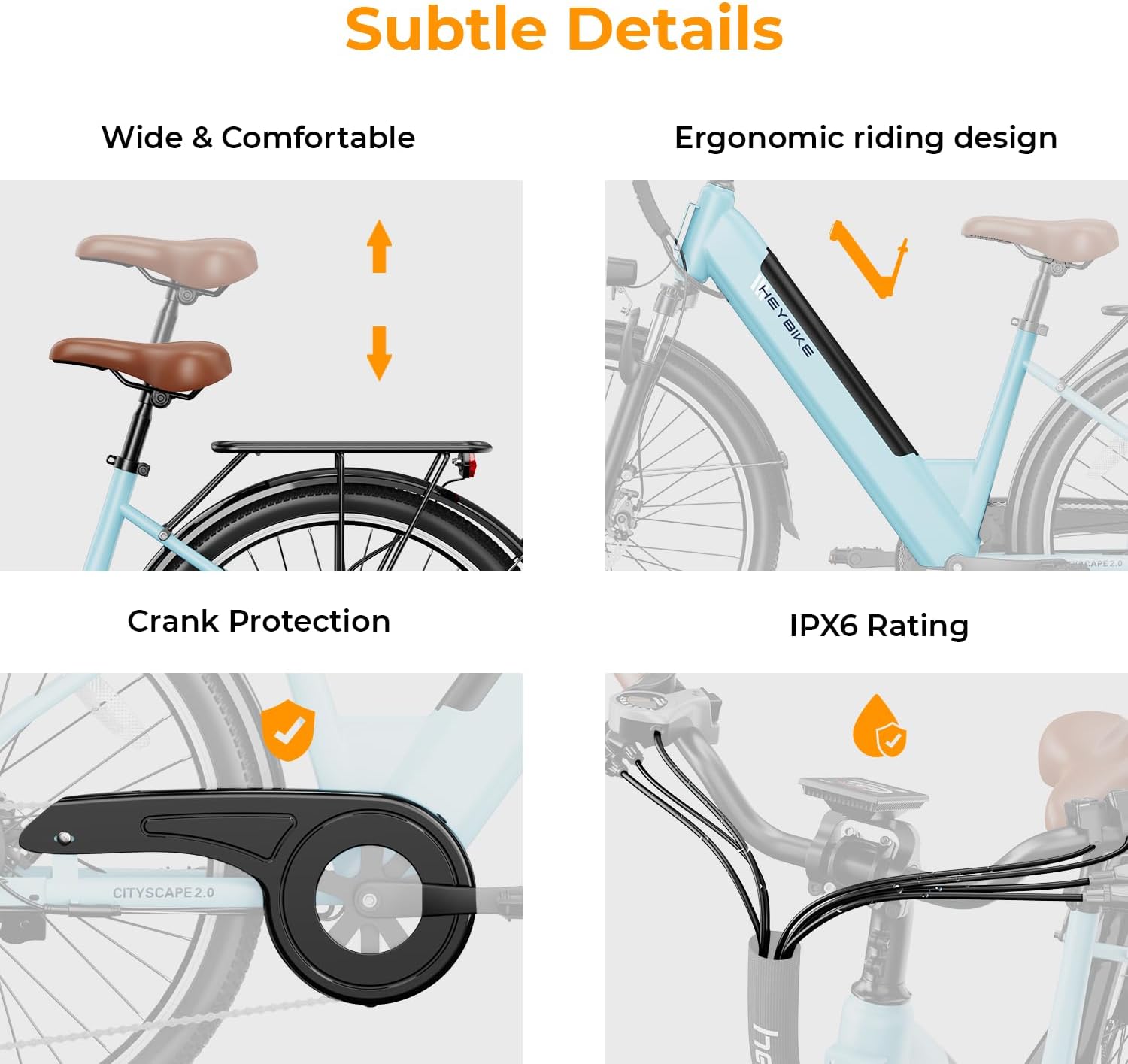 Heybike Cityscape 2.0 Electric Bike for Adults with Peak 1200W Motor, 468Wh Removable Battery, 50Miles 26" Electric Commuter Bike, 7-Speed,UL Certified