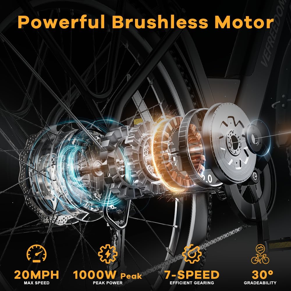 1000w Peak Electric Bike for Adults,up 80 Miles 48V 15AH Removable Battery Ebike, 26" UL Certified Electric Mountain E Bike Adult Electric Bicycles for Commute Beach Snow