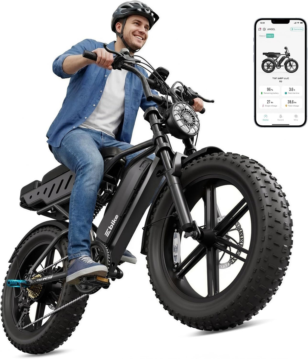 Electric Bike for Adults, Peak 1500W Motor Retro E Bike, Range 65/120Miles, 48V 15Ah Removable Battery, 20"x4" Fat Tires, Full Suspension, APP Control, Off-Road Ebike for City Commuting