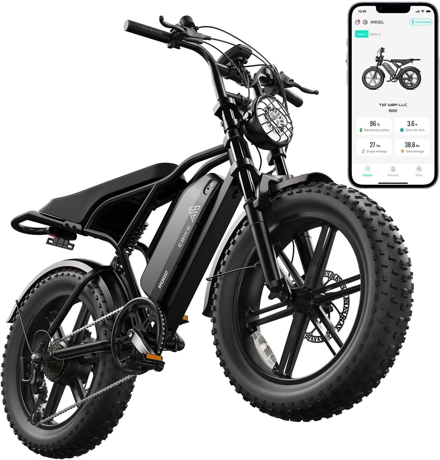 TST Electric Bike for Adults 1500W Peak 20" Fat Tire All-Terrain E-Bike 60 Miles Electric Dirt Bike - 48V 15 AH Battery Electric Bicycle