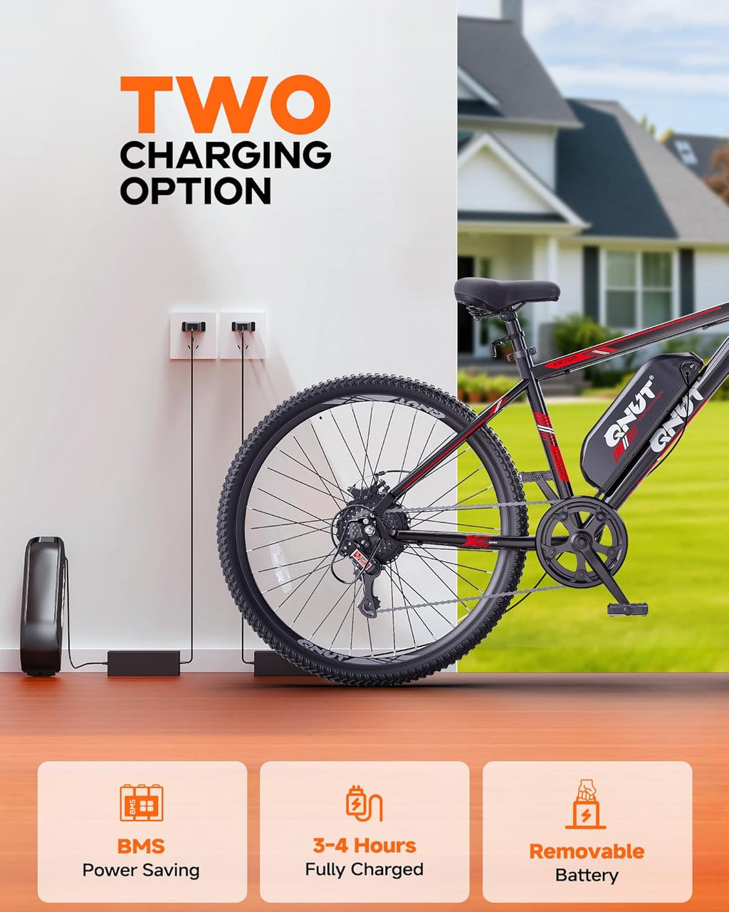 QNUT Electric Bike for Adults with Peak 1000W Motor 26" Victor Mountain Lightweight Ebike, 10.4Ah/7.8Ah Removable Battery Bicycle Up to 40-60 Miles E Bikes Commuter E-MTB for Teens Men Women, UL 2849