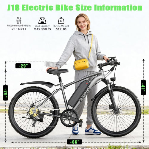 26'' Electric Bike for Adults 1500W Peak Motor 55 Miles Long Range 25MPH Commuter E-Bike with 7 Speed Gears Waterproof Pedal Assist UL2849 Electric Mountain Bicycle for Men