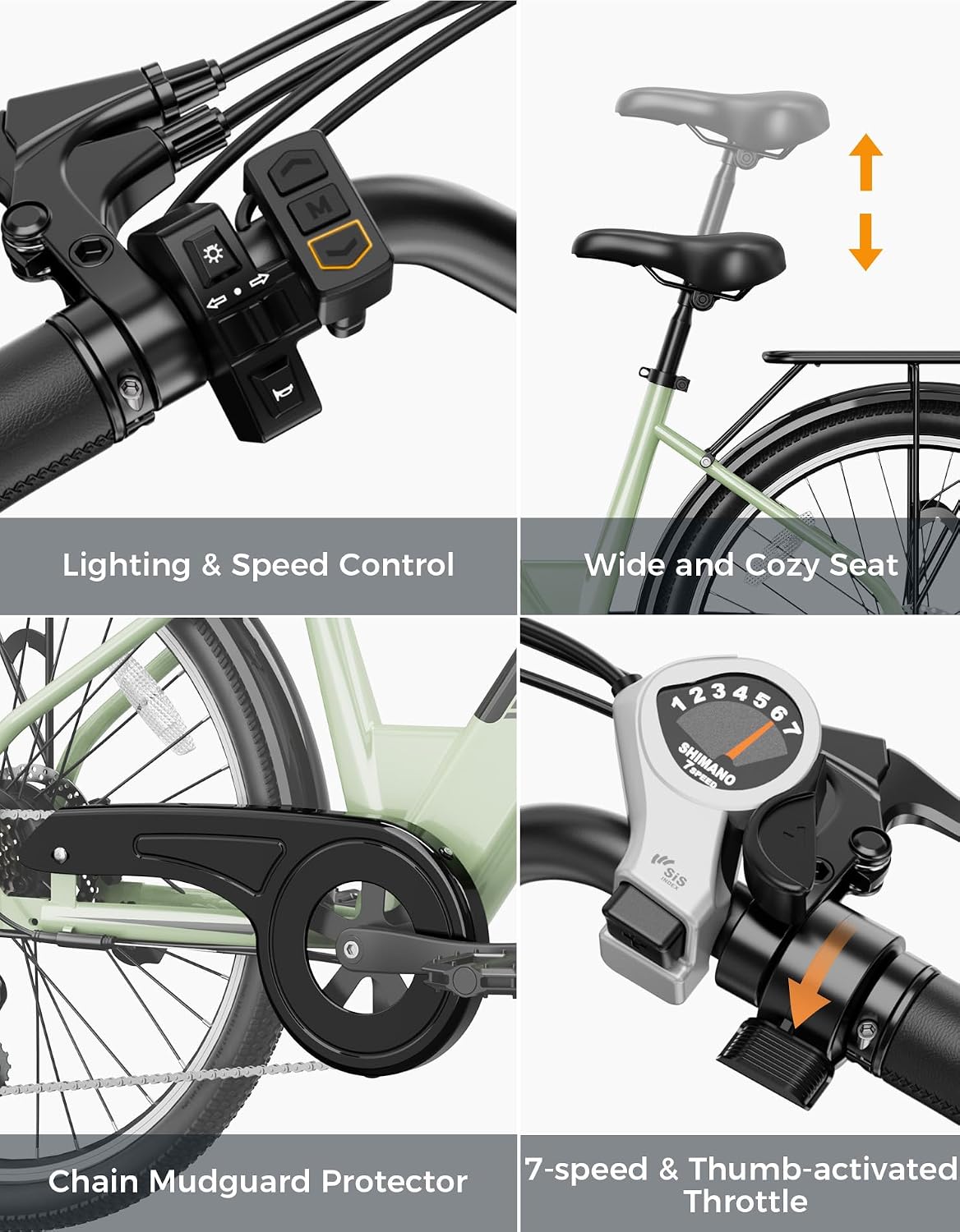 Jasion Roamer/ST Electric Bike for Adults, 26" Commuter Ebike 1200W 528WH Removable Battery, 28MPH 40-62miles, Electric Bicycles for Women/Man, UL2849 Certified
