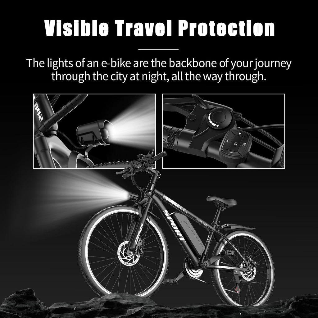 Electric Bike for Adults – 7 Speed 26" Mountain E-Bike, 1000W Peak Brushless Motor 25MPH,375Wh Removable Battery, Up to 25-40 Miles Range, Step Over Commuter, Electric Bike is UL 2849