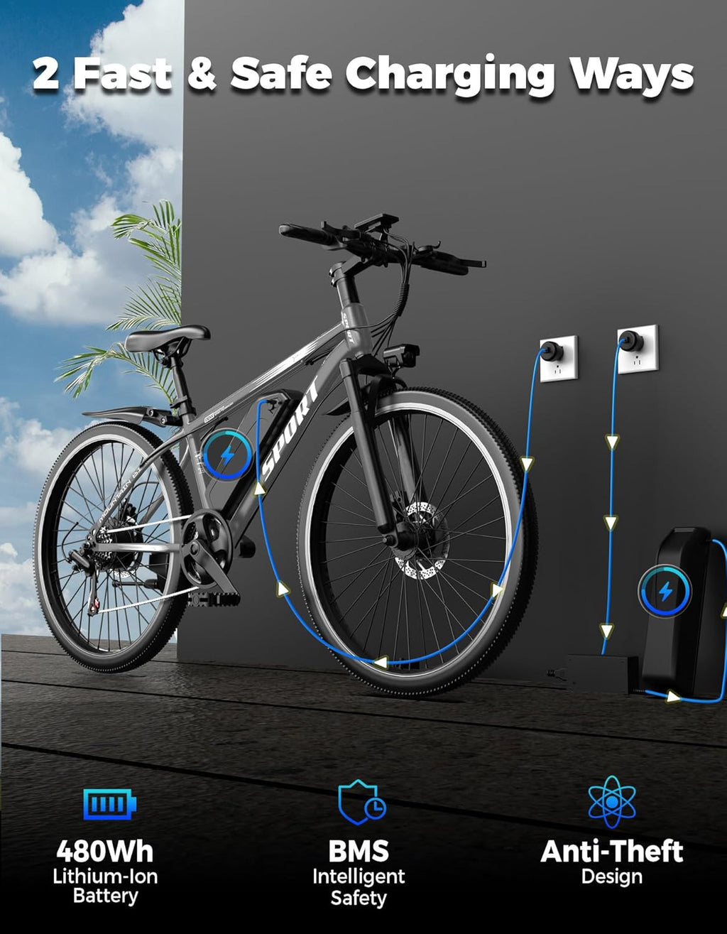 Misodo Electric Bike for Adults, 1500W Peak Mountain Ebike with 25 MPH, 65 Miles Range, 48V 10Ah Removable Battery, Dual Brakes, 26" Ebike for Commute