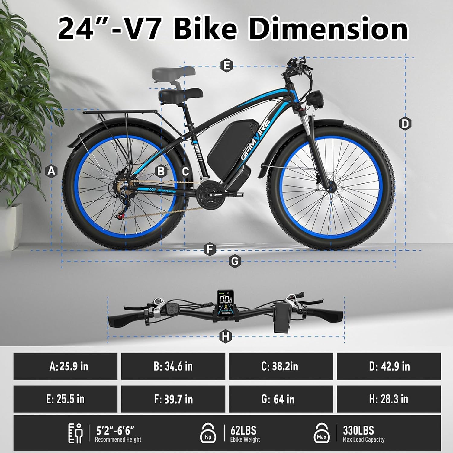 Ebike for Adults Electric, 52V 19.2Ah/32Ah, Peak 2000W/3000W/6000W E-Bicycle, 36/40/45 M P H, 70 /100Miles, Off Road Snow Mountain E-Bike, Hydraulic Disc Brake, 24"/26" Fat Tire E-Bike UL2849 by SGS