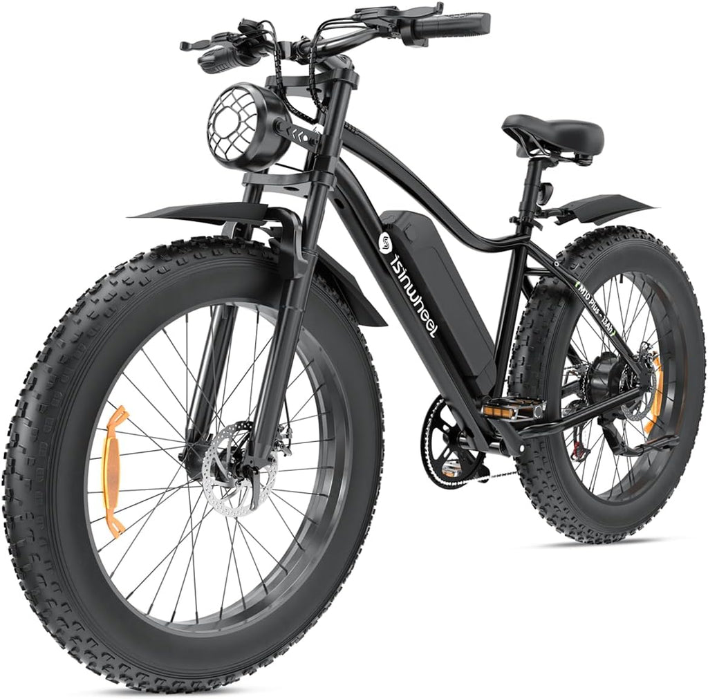 Isinwheel M10Plus Electric Mountain Bike for Adults, 26"*4.0 Fat Tire Ebike with 48V 13Ah Removable Battery, 1000W Peak Motor Electric Bicycle, 120KM Pas Range & 45KM/H Speed, 7 Speed for Snow