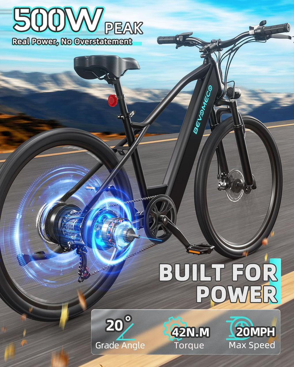 Electric Bike for Adults,500W Peak Ebike,26" Electric Mountain Bike with 6-Speed,12/15.6 Ah Battery and Dual Disc Brakes,20MPH Commuter Electric Bikes All Terrain,Up to 60/75 Miles Range