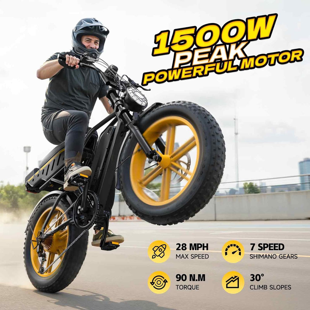 TST Electric Bike for Adults, 1500W Peak Motor 60 Miles Fat Tire Ebike with 48V 15Ah Removable Battery 20" Fat Tire Electric Bike, Full Suspension and 7-Speed
