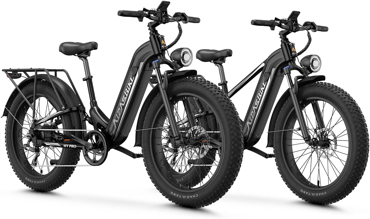 Aipas M1 Pro & M2 Pro Electric Bike Combo, 1800W Peak Motor Fat Tire EBikes for Adults, Electric Mountain Bike with 48V 17.5Ah Battery, 26" x 4.0" All-Terrain Tires, 7 Speed, 85 Miles Long Range