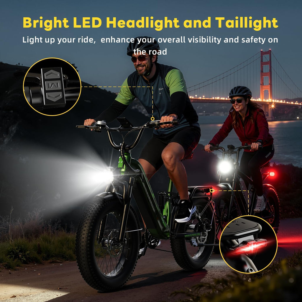 EUYBIKE Electric Bike for Adults 1400W Peak, 48V 20AH(960WH) Removable Battery, 20"x4" Fat Tire Full Suspension 80 Miles Range Step-Thru Hunting Ebike, 7-Speed Dual Brakes Electric Bicycle