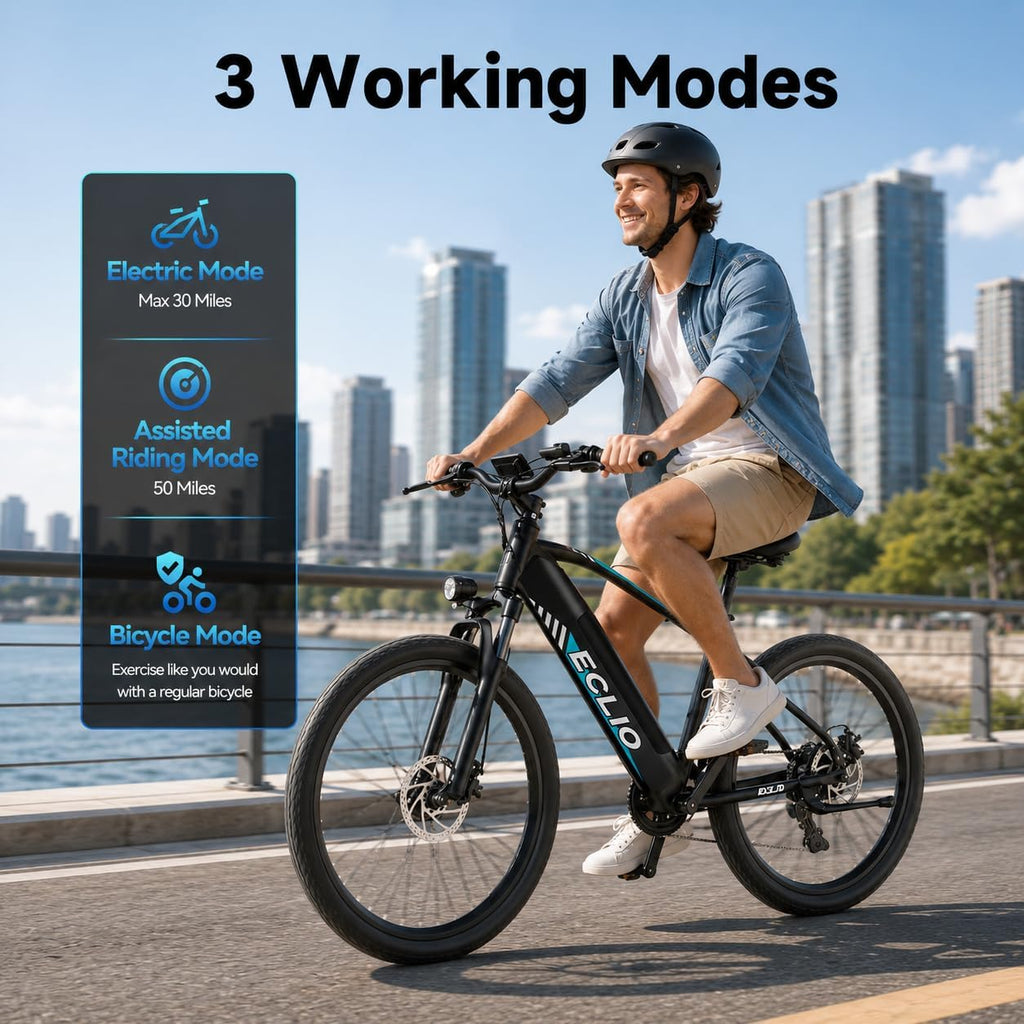 26" Electric Bike for Adults,750W Peak Motor Ebike with 480Wh Removable Battery,20MPH and 50 Miles Range Electric Commuter Bike,7-Speed,UL 2849 Security Certified