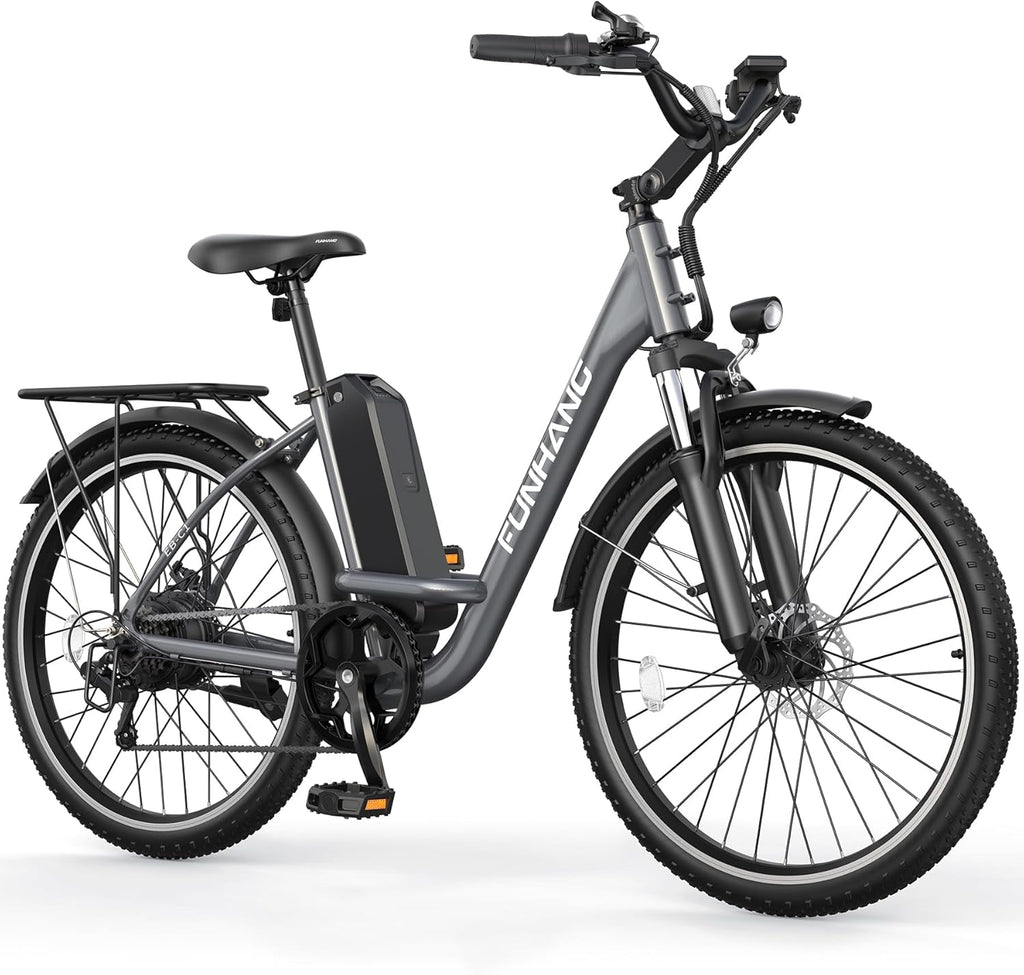 Funhang Electric Bike for Adults, 26" City Cruiser Ebike with 1000W Peak Motor, 20MPH 50 Miles Commuter Adult Electric Bicycles with 48V Battery, Adjustable Stem, 7-Speed, UL 2849 Certified