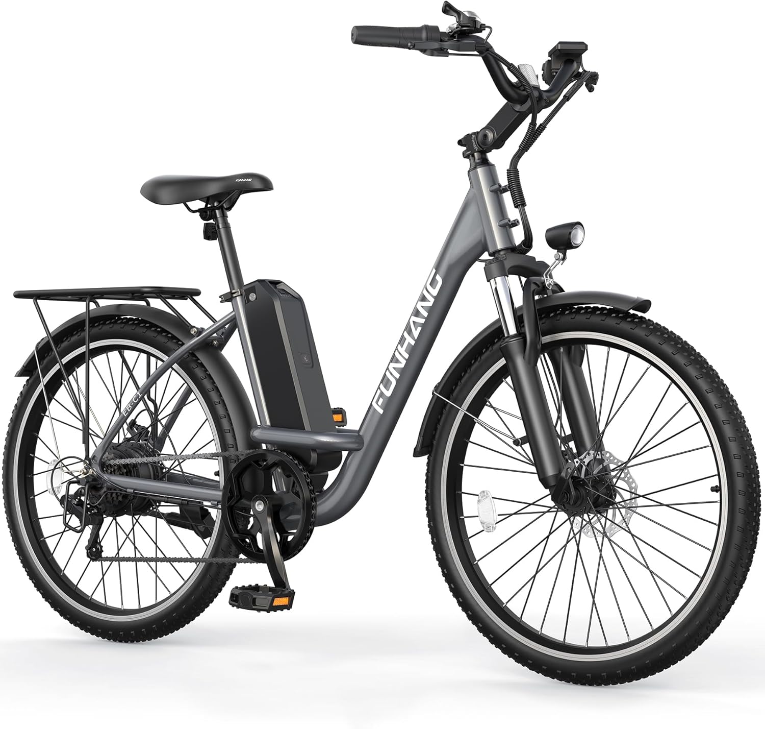 Funhang Electric Bike for Adults, 26" City Cruiser Ebike with 1000W Peak Motor, 20MPH 50 Miles Commuter Adult Electric Bicycles with 48V Battery, Adjustable Stem, 7-Speed, UL 2849 Certified