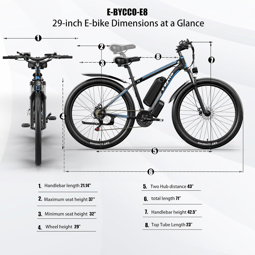 29 Inch Adult Commuter Electric Bike,Peak 1000W Motor 48V 17.5AH Removable Battery E-Bike Upto 70-80 Miles 34-36Mph E-Bike with 21-Speed RangeDisc Brakes & Front Suspension