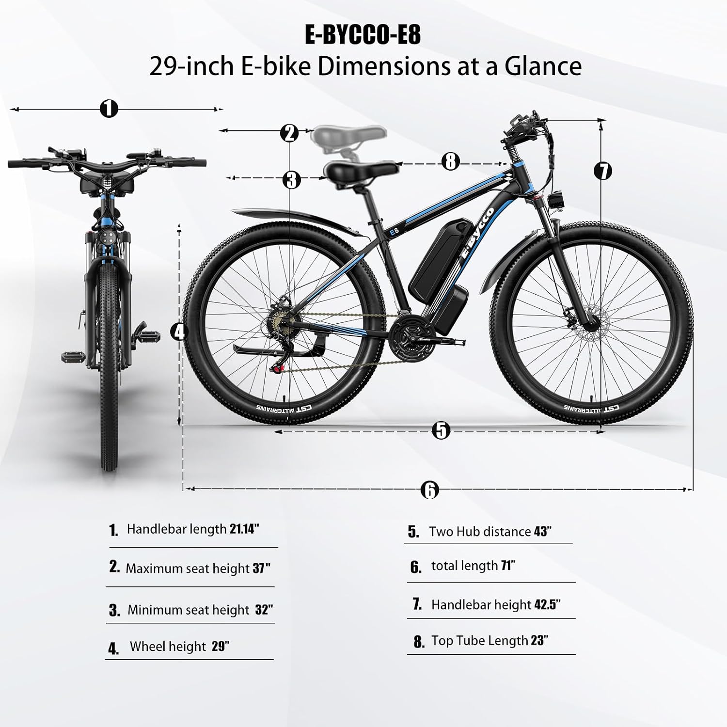 29 Inch Adult Commuter Electric Bike,Peak 1000W Motor 48V 17.5AH Removable Battery E-Bike Upto 70-80 Miles 34-36Mph E-Bike with 21-Speed RangeDisc Brakes & Front Suspension