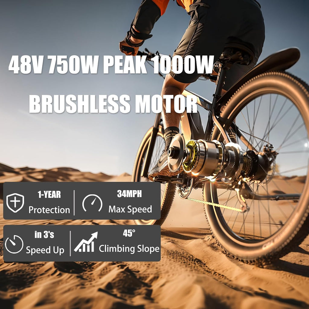29 Inch Adult Commuter Electric Bike,Peak 1000W Motor 48V 17.5AH Removable Battery E-Bike Upto 70-80 Miles 34-36Mph E-Bike with 21-Speed RangeDisc Brakes & Front Suspension