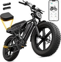 TS TST GRP LLC Electric Bike for Adults, 1500W Peak Ebike, 48V 15AH Waterproof Removable Battery, 7 Speed, 28 MPH Max, 20" Electric Off-Road Bike