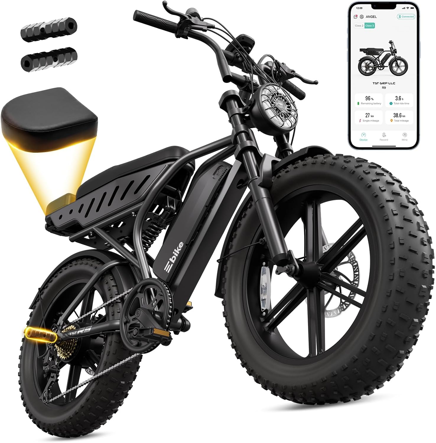 TS TST GRP LLC Electric Bike for Adults, 1500W Peak Ebike, 48V 15AH Waterproof Removable Battery, 7 Speed, 28 MPH Max, 20" Electric Off-Road Bike