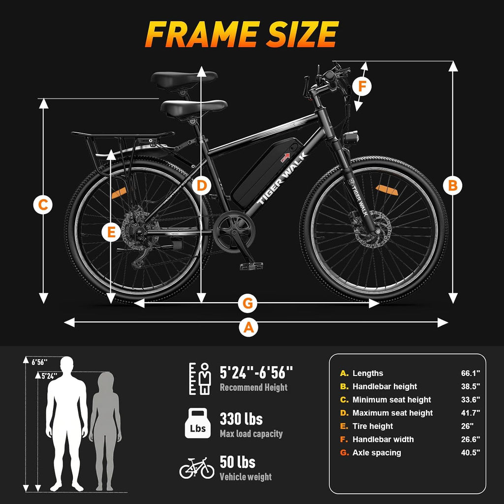 Electric Bike for Adults, 26" Mountain Ebike, 1000W Peak Motor, 48V 10Ah Removable Battery, 45-Mile PAS Range, 24.7 MPH, 7-Speed, 70mm Lockout Suspension Fork, Detachable Rear Rack