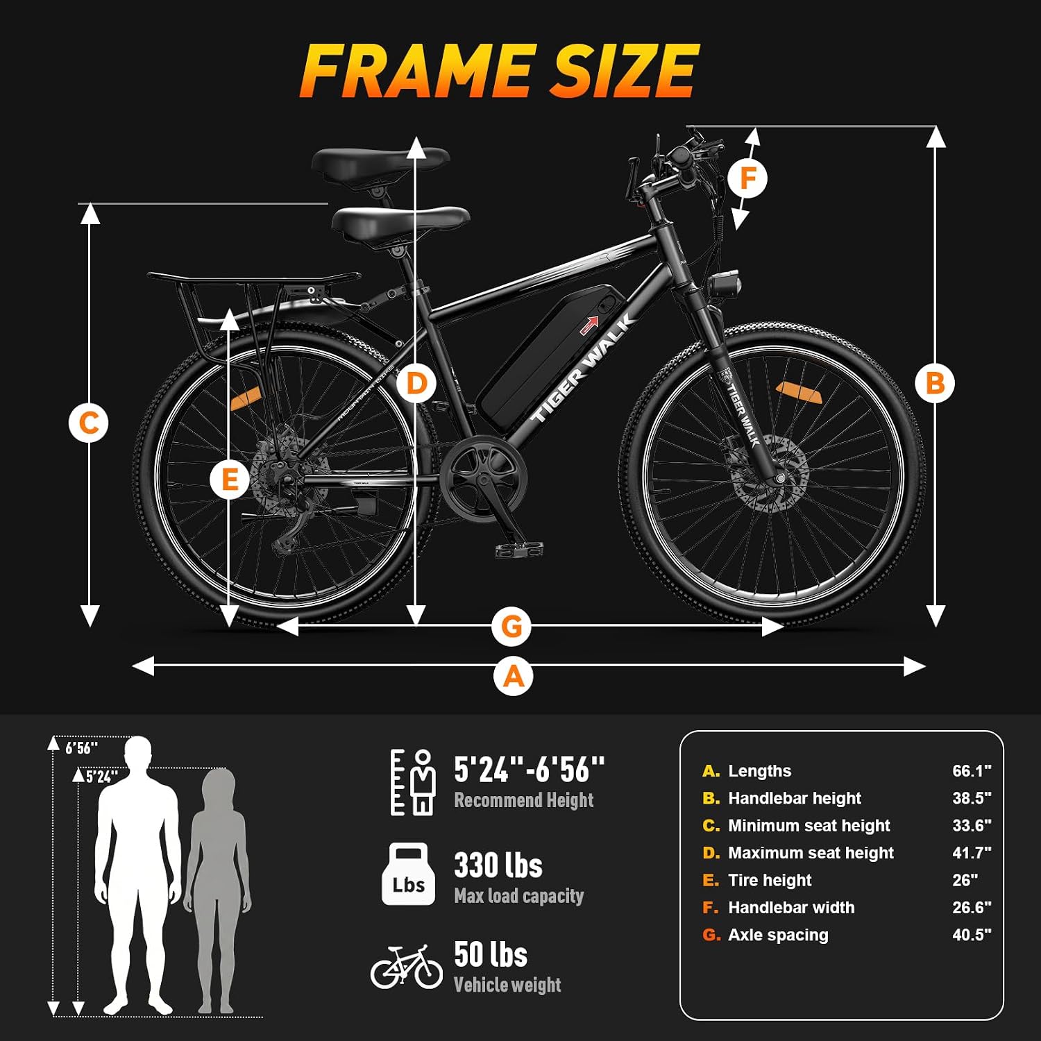Electric Bike for Adults, 26" Mountain Ebike, 1000W Peak Motor, 48V 10Ah Removable Battery, 45-Mile PAS Range, 24.7 MPH, 7-Speed, 70mm Lockout Suspension Fork, Detachable Rear Rack