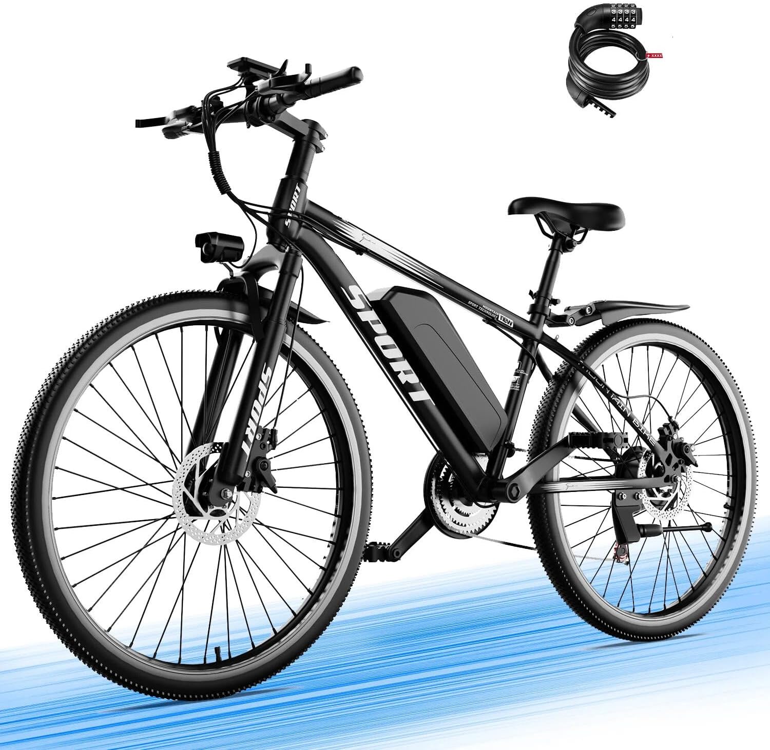 ASKGO Electric Bike for Adults, 1500W Peak Mountain Ebike with 25 MPH, 65 Miles Range, 7 Speed, 48V 10.4Ah Removable Battery Ebike, 26" Electric Bicycle for Commute