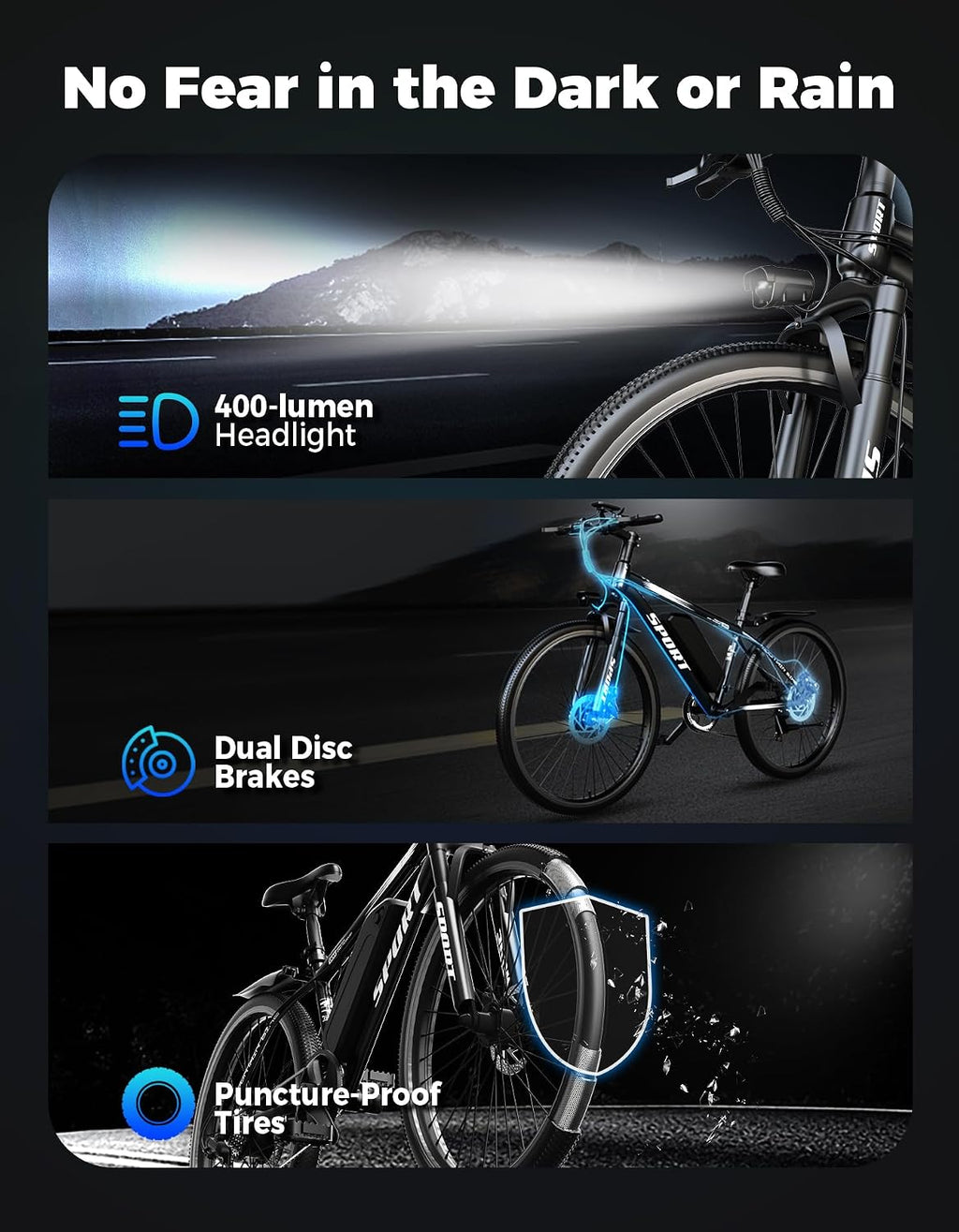 Misodo Electric Bike for Adults, 1500W Peak Motor, 65 Miles Range, 26" Mountain Ebike with 25 MPH, 48V 10.4Ah Removable Battery Ebike 7 Speed, Electric Bicycle for Commute