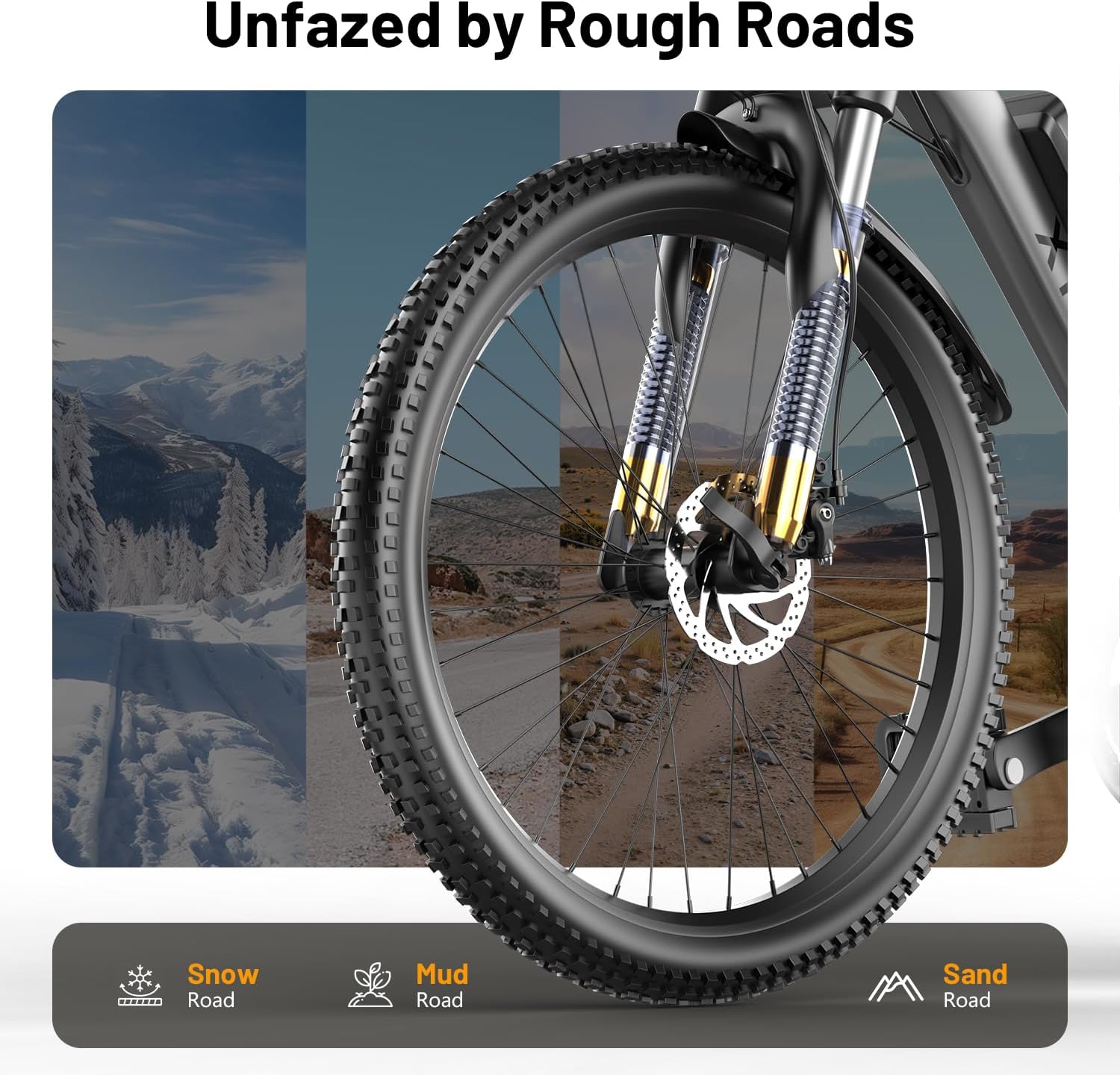 Electric Bike for Adults & Teens, 26 Inch 1500W Peak Ebike, 25 MPH, 50+ Mile Range, UL 2849 Certified E Mountain Bike, 7-Speed Commuter Bicycle for Road, Snow