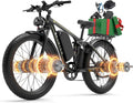 9000W Dual Motor Electric Bike for Adults, 48MPH Fast Full Suspension Ebike, 52V 36Ah Removable Battery for 120 Miles Range, 26 Inch Fat Tire Dual Shock All-Terrain E-Bike, 400lbs Capacity