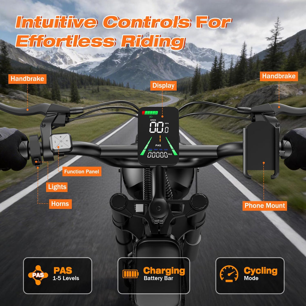 Electric Bike for Adults - 2500W Peak, 36MPH & 65 Miles, 20" Fat Tire All-Terrain E Bike with 48V 20AH Removable Battery, Electric Dirt Bike with Full Suspension, NFC Unlock