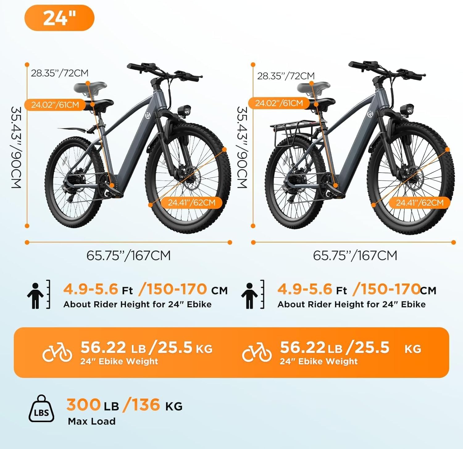 24" Electric Mountain Bike 1000W 504Wh Ebike | Ebikes for adults with 1000W peak motor, 48V battery up to 40miles, 7-speed, suspension fork, E-ABS brakes, easy assembly.