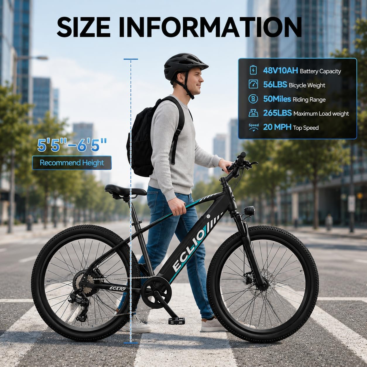 26" Electric Bike for Adults,750W Peak Motor Ebike with 480Wh Removable Battery,20MPH and 50 Miles Range Electric Commuter Bike,7-Speed,UL 2849 Security Certified