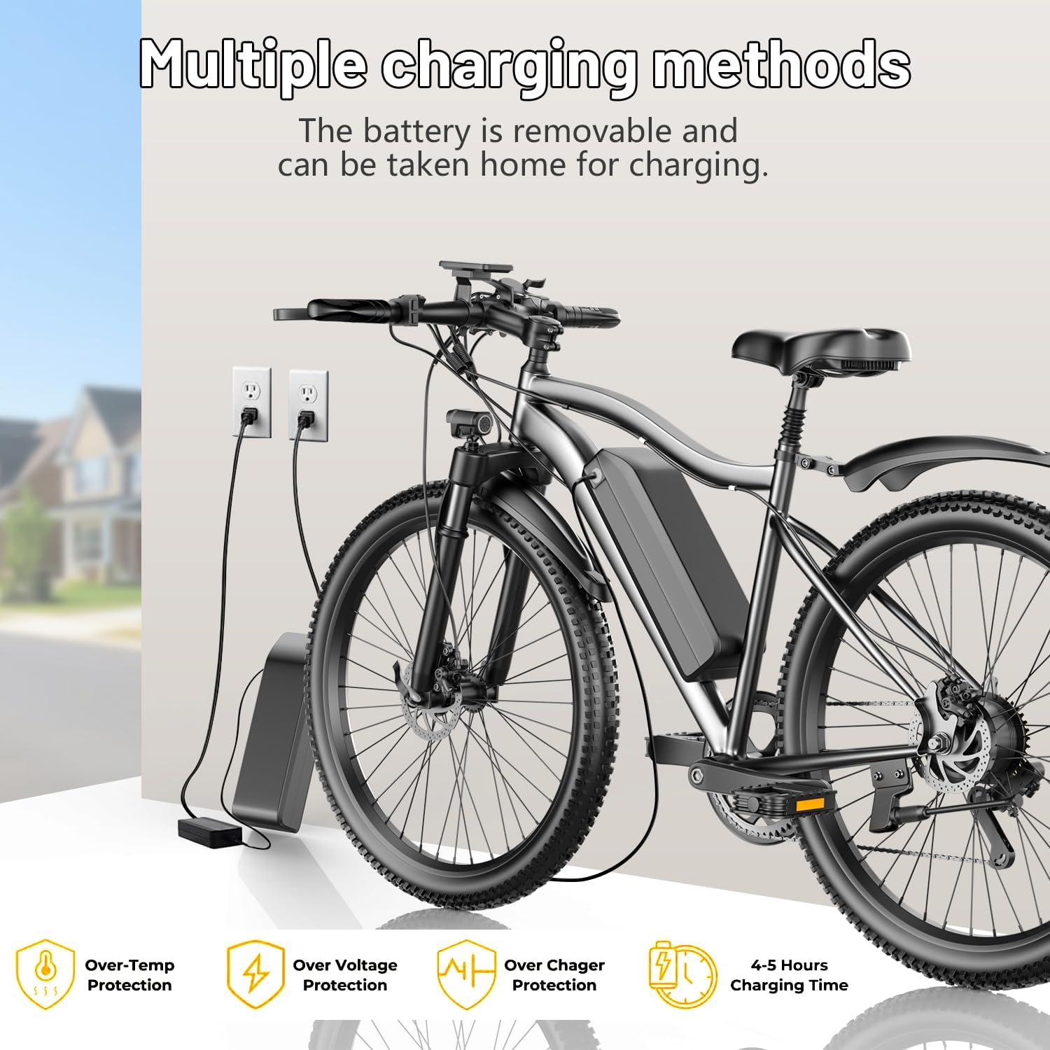 Electric Bike for Adults & Teens, 26 Inch 1500W Peak Ebike, 25 MPH, 50+ Mile Range, UL 2849 Certified E Mountain Bike, 7-Speed Commuter Bicycle for Road, Snow